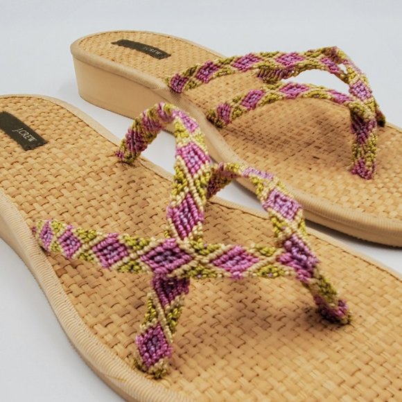 J. Crew Bamboo Mini Wedge Flip Flops - Picture 2 of 13